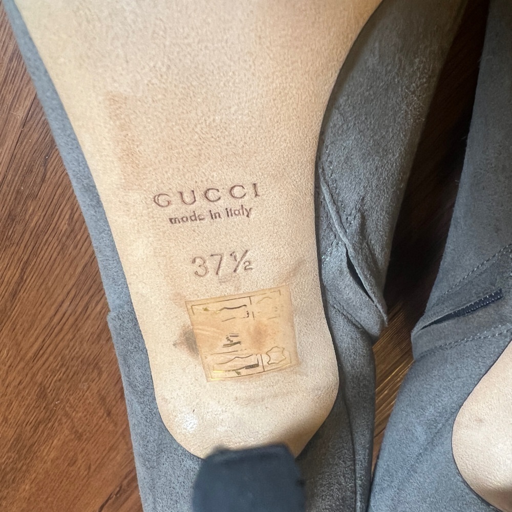 Gucci Gray Suede Stiletto Ankle Boot Women's Size 37.5 - Picture 7 of 9